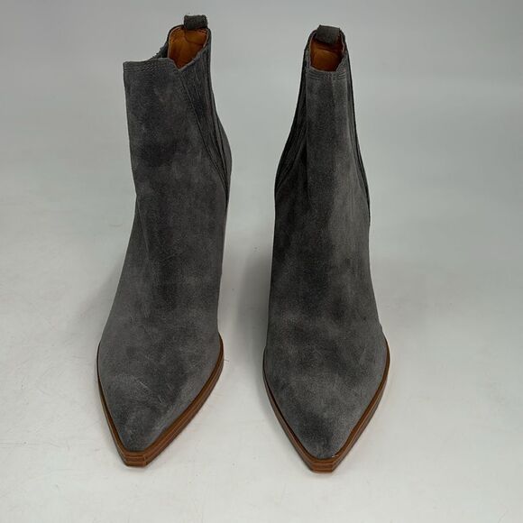 Marc Fisher Gray Suede Pointy Toe Bootie Size 9.5 Cowboy Boots - Picture 3 of 11